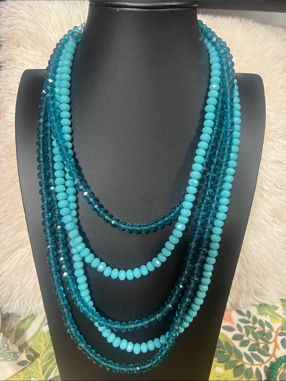 Multi-Strand Turquoise and Teal Beaded Necklace - Women Jewelry